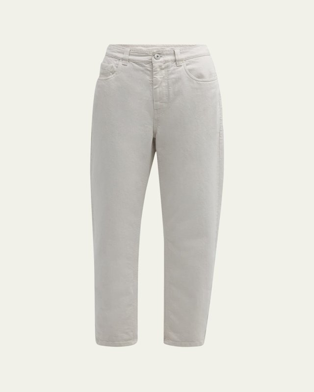 Shiny Piece-Dyed Tapered Baggy Ankle Jeans